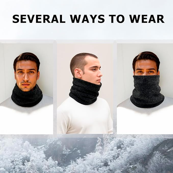3 Pack Winter Neck Warmer & Ski Mask for Men Women Thermal Warm Fleece Face Mask Neck Gaiter Scarf Gift
