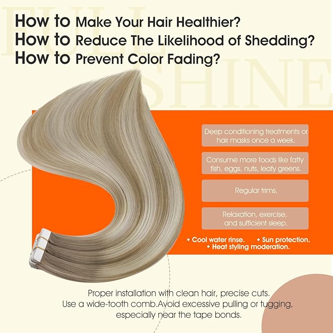 Full Shine 12 Inch Tape in Hair Extensions Human Hair Color 19 Grey Fading to 8 Ash Brown And 60 Blonde Hair Extensions Tape in 30 Gram Tape in Extensions Seamless Skin Weft for Women 20 Pieces
