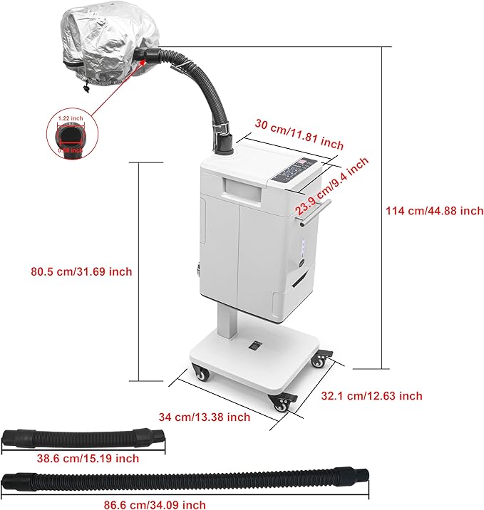 Hair Steamer Micro Mist Scalp Detoxify for Hair Wash Reclining Chair Bed Attachment Professional Hair Care for Salon SPA Barber Shop (LED Deco Draw 6th Gene White)