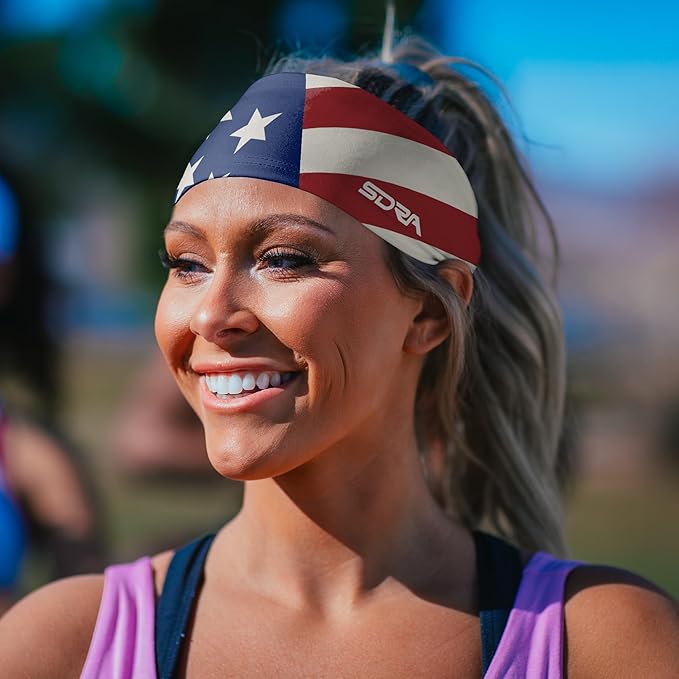 Suddora Country Flag Headbands, Wide National Flag Headbands for Sports Events, Non-Slip Fabric Sweatbands for Soccer, Tennis, Workout, Costume