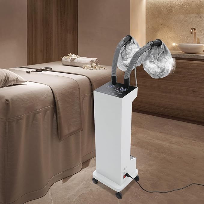 Professional Hair Steamer, 110V 650W Vertical Hair Care Machine Micro Mist Hair Color Processor with Rolling Wheels, Salon Spa Equipment for Home, Barber Shop (White)