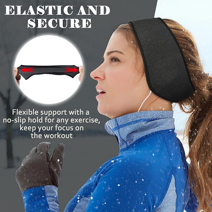 beister Ear Warmers for Women and Men, Fleece Winter Running Headbands with Ear Muffs, Windproof Thermal for Outdoor Sports