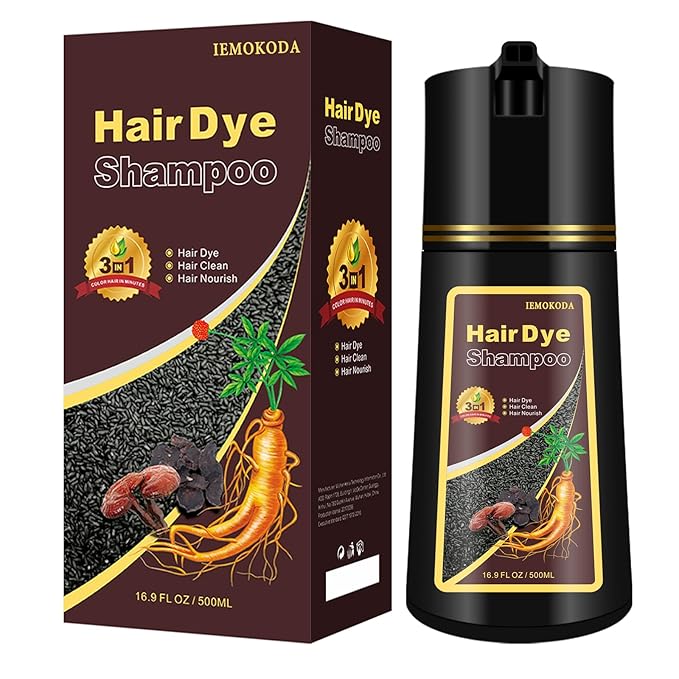 Coffee Hair Dye Shampoo 3 in 1, Natural Brown Hair Color for Men & Women, Long Lasting Shampoo Para Canas for All Hair Types, Easy to Use Herbal Brown Dye, 16.9 Fl Oz (Coffee)