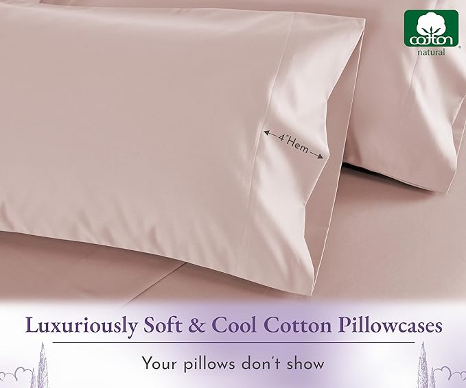 California Design Den King Pillow Cases Set of 2-1000 Thread Count, Soft and Smooth Sateen Weave, 100% Cotton Pillowcases, Thick and Durable - Sepia Rose