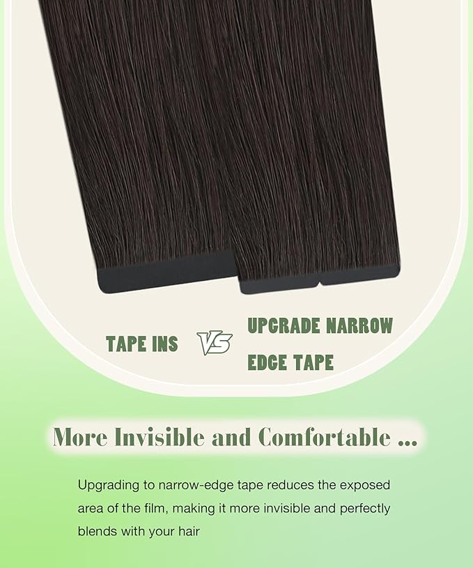 SURNEL Tape in Hair Extensions Human Hair 22 inch #2 Darkest Brown Tape in Hair Extensions 20pcs 50g(#2-22)
