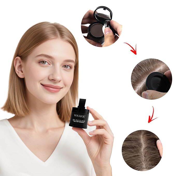 VOLLUCK Root Touch up Powder, Instant Hairline Powder for Thinning Areas and Gray Hair Coverage, Natural and Non-greasy Root Cover up for Women and Men (Dark Blonde, 0.35 Ounce)