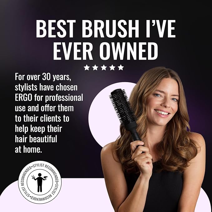 ERGO Ceramic Ionic Round Brush for Blow Out - Salon Quality Hair Brushes for Women - Roller Brush for Blow Drying, Wet and Dry Hair Styling, Volumizing Hair Care - ER53: 2"