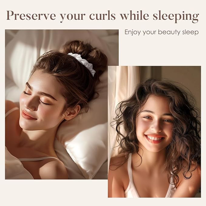 LULUSILK Silk Scrunchies for Hair Sleep, 100% Real Mulberry Silk, No Damage Hair Ties for Women and Girls, Gorgeous White, Pack of 3