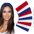 Styla Hair Headbands for Women Stretch Fashion Head Bands 10 Pack Non-Slip Head Wraps Great for Spa, Sports, Yoga, Pilates, Running, Gym Headband, Workouts (Red White Blue)