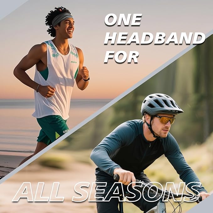 Wide Headbands for Men, Men’s Headbands for Long Hair, Head Bands for Men for Workout, Running, Baseball, Football, Tennis, Basketball, Softball, 8 Pieces