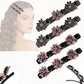 4PCS Sparkling Crystal Stone Braided Hair Clips for Women,Rhinestone Hair Clip for Short and Long Hair,Duckbill Hair Clips for Thick and Fine Hair,Hair Styling Accessories Birthday & Christmas Gifts