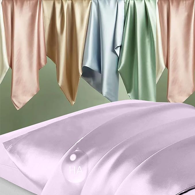 Silk Pillowcase for Hair and Skin, Mulberry Silk Pillow Cases Standard Size, Anti Acne Cooling Sleep Both Sides Natural Silk Satin Pillow Covers with Hidden Zipper, Gifts for Women Men, Lavender