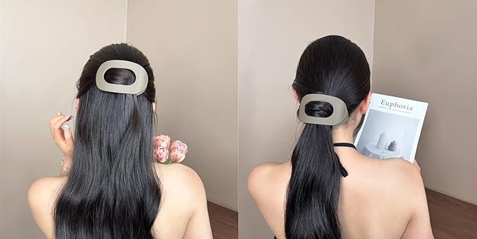 Dodorado Flat Hair Clips,Suerteyay/Hailoyearn Simple Refined Hair Clip, Sturdy Keep No Slip Large Claw Clips,Volume Flat Top Round Clip for Thick or Thin Hair (6p)