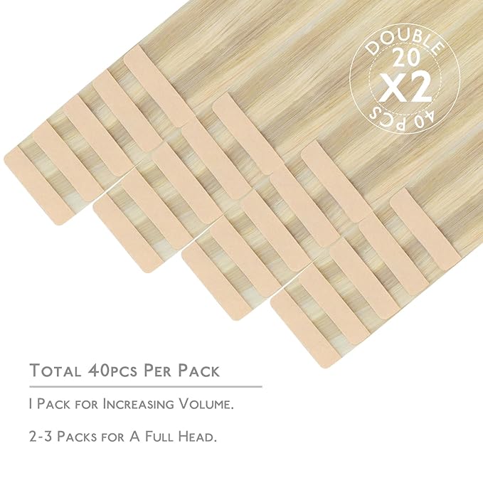 WENNALIFE Tape in Hair Extensions Human Hair, Remy Hair Extensions Straight Human Hair Tape in Extensions Skin Weft Tape Extensions