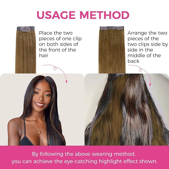 Lashey Seamless Clip in Hair Extensions Human Hair, 4pcs 48g Medium Brown 20 Inch, Straight Hair Extensions Real Human Hair with PU Soft Invisi Edge