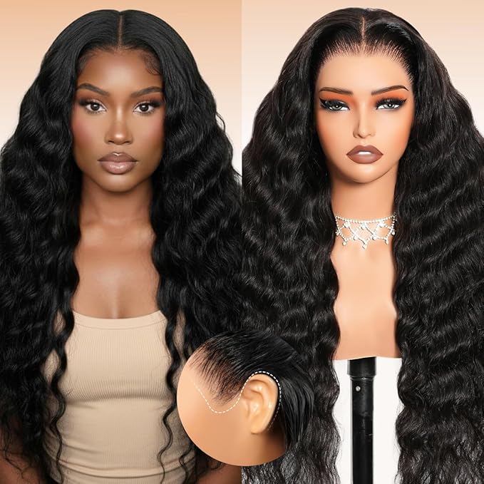Arabella 13x6 Deep Curly Human Hair Wig 210% Density Curly Wigs Human Hair 100% Glueless Lace Front Wig 12a Pre Plucked Bleached Pre-Cut Wigs (22inch,13x6 deep curly wig)
