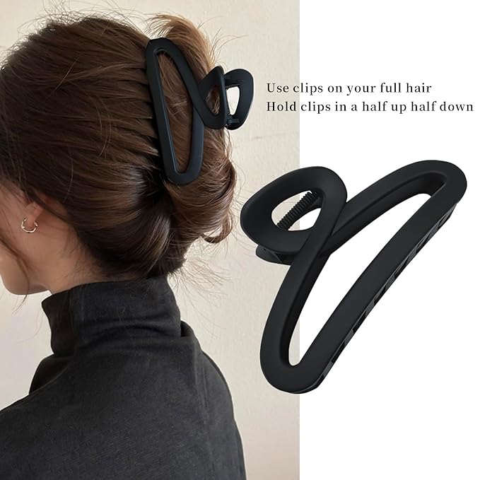Large Hair Claw Clips, 4.3 Inch Non-Slip Big Unbreakable Hair Clip Matte Hair Claws for Women Long Thick Curly Hair, 2 Pack