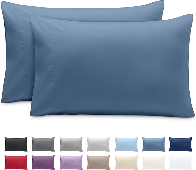 Bare Home Microfiber Pillow Cases - Standard Size Set of 2 - Cooling Pillowcases - Double Brushed - Easy Care - Envelope Closure (Standard Pillowcase Set of 2, Coronet Blue)
