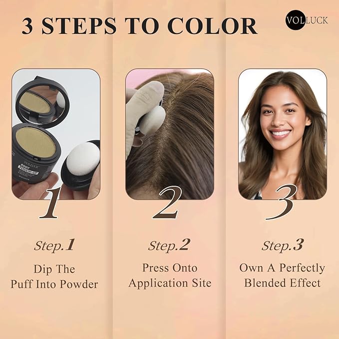 VOLLUCK Hairline Powder Instantly, Root Touch up Powder Hair Color Upgraded, Grey Root Cover up Conceals Hair Loss, Hairline Shadow for Women & Men for Thinning Hair Natural, Sweatproof (Brown)