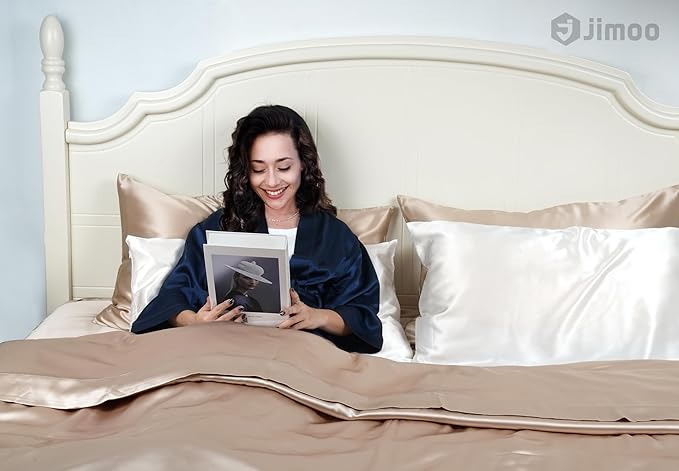 100% Mulberry Silk Pillowcase for Hair and Skin, 22 Momme Pure Natural Silk Pillow Case Both Sided with Zipper, Pillow Cover for Women Mom Men (Ivory White, King 20''×36'', 2 Pack)