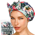 Reusable Shower Cap for Women Reusable Waterproof – Leakproof, Nonslip Hair Cap for Shower Flexiband – Soft, Breathable, Durable Christmas Shower Caps by SMPL OBJECTS (Tropical)
