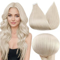Full Shine Blonde Tape in Hair Extensions Human Hair 20 Inch Real Human Hair Tape in Extensions Color 1000 Adhesive Glue in Hair Extension 40 Pcs 100 Gram Double Sided Tape ins Human for Women
