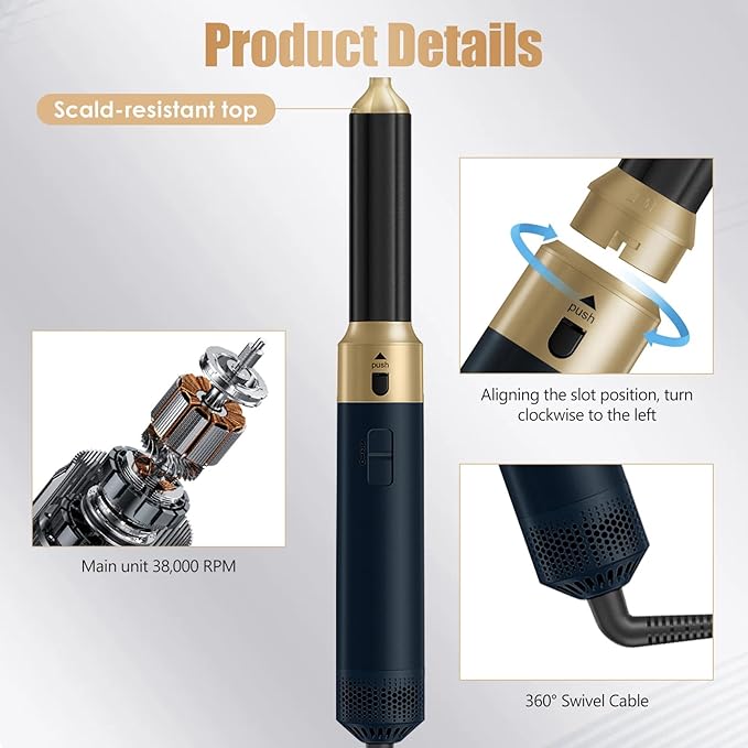 Hair Dryer Brush 5 in 1, Professional Blow Dryer Brush High-Speed Negative Ionic Hair Dryer Fast Drying, Multi Hair Styler Air Auto Wrap Styler for Curling Volumizing Straightening Waves Styling