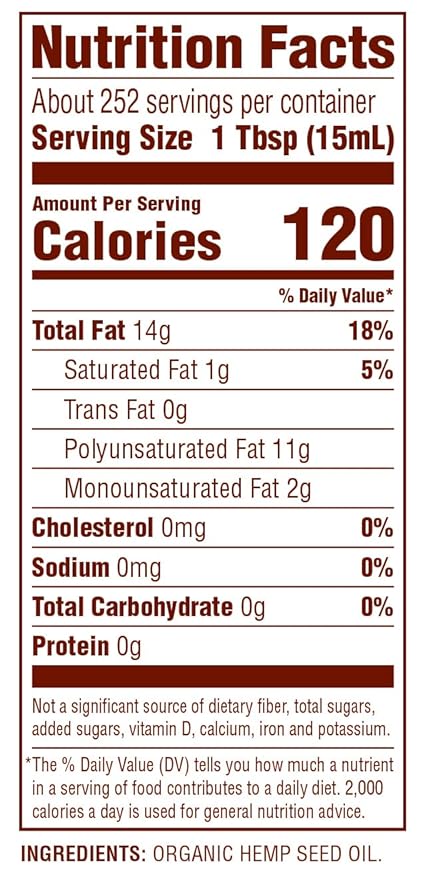Nutiva Organic, Cold-Pressed, Unrefined Hemp Seed Oil from non-GMO, Sustainably Farmed Canadian Hemp, 1 Gallon 128 Fl Oz