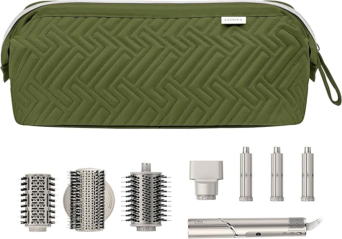 Leudes Hair Tools Travel Bag for Shark Flexstyle Carrying Case Portable Shark Hair Air Wrap Dryer Case Waterproof Dustproof Flat Curling Iron Travel Organizer (Army Green)