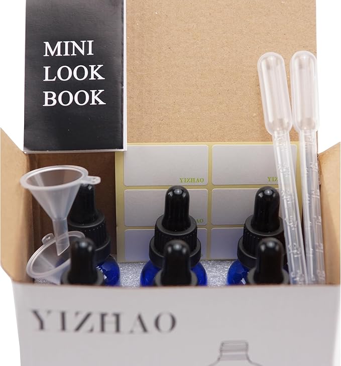 YIZHAO Black Glass Dropper Bottle 2oz, Tincture Bottles with Glass Dropper, for Essential Oils, Aromatherapy, Cosmetic, Laboratory, Pharmacy, Liquids, Travel –6 Pcs