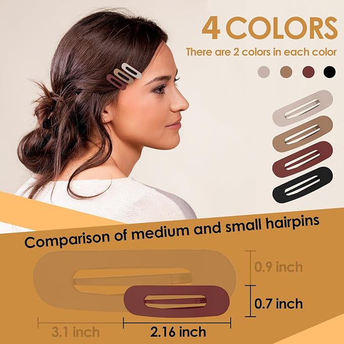 Small Flat Hair Clips for Women Lay Down Clips for Thin Hair Accessories 2.16 Inch 8pack