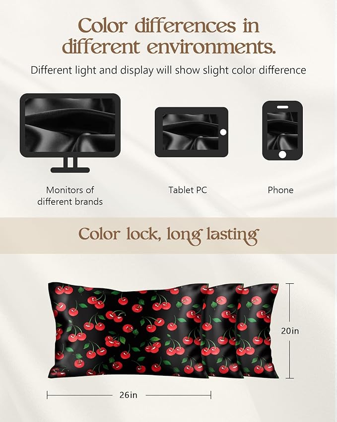 2 Pack Mulberry Silk Pillowcase for Hair and Skin - Standard Size 20 x 26 Inches with Hidden Zipper Shiny Cherry 19 Momme Soft Sleeping Silk Pillow Case for Women, Moms