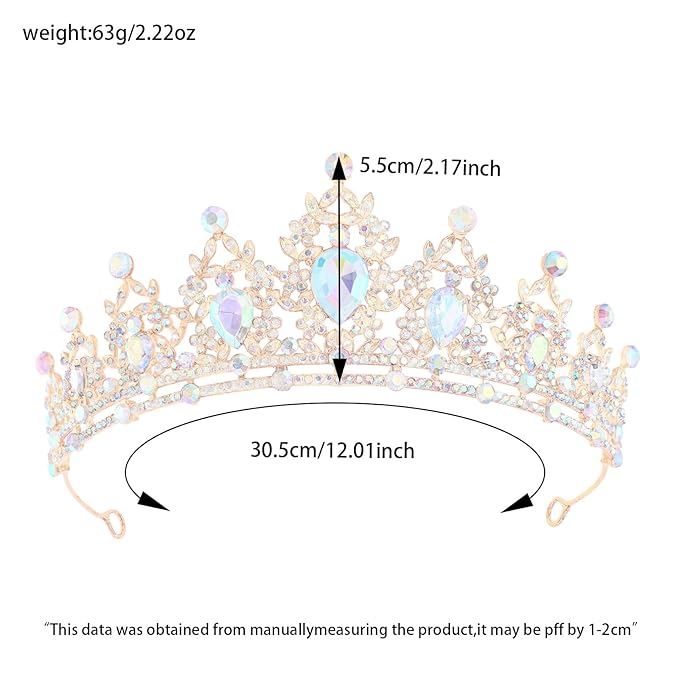 Princess Tiara and Crown for Women Wedding Tiaras for Bridal girls Tiaras and Crystal Crowns Rhinestone Headband Metal Hair Accessories for Costume Birthday Party Prom Gifts