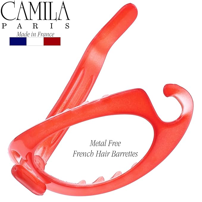 Camila Paris CP3120 French Hair Barrette Clip, Flexible Ponytail Holder No Metal Parts, Strong Hold Grip Hair Clips for Women, No Slip and Durable Styling Girls Hair Accessories, Made in France