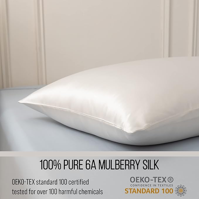 Bella Coterie Luxury Silk Pillowcase for Hair and Skin | 30 Momme | 100% Pure 6A Mulberry Silk | Super Soft | Perfectly Plush [Standard, Ivory]
