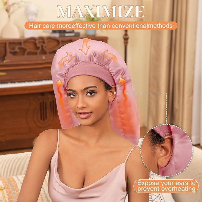 Heat Cap for Deep Conditioning, Hair Steamer for Natural Hair Home Use w/10-level Heats Up Quickly, Thermal Steam Cap for Home Hair Treatment