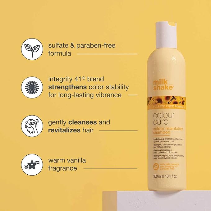 milk_shake color maintainer shampoo | for color-treated hair | sulfate-free formula with milk proteins and sunflower seed extract to help preserve color | 1.7 fl oz