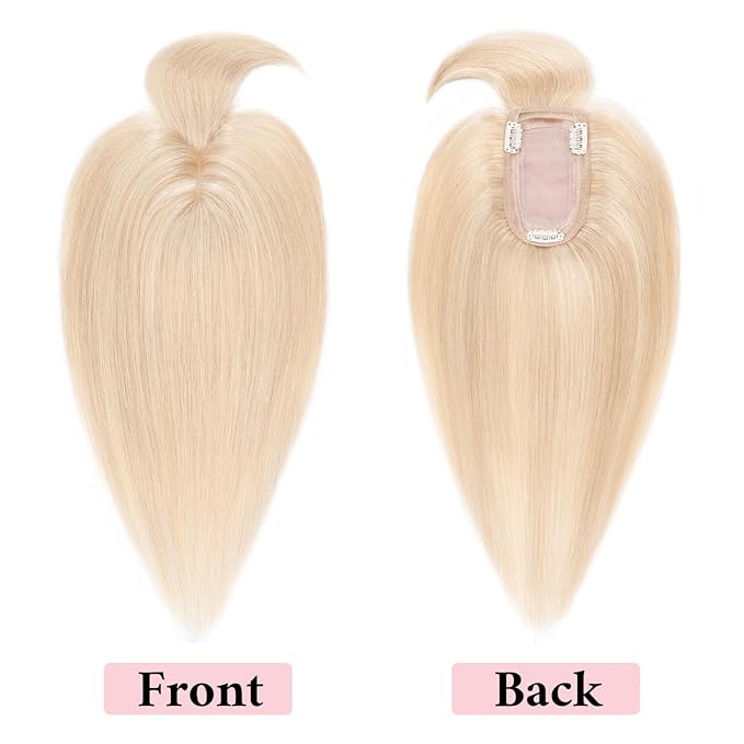SEGO 100% Real Human Hair Toppers, with Air Bangs, Silk Base 150% Density, Clip in Topper, 2.7肺5.1・ HairPieces for Women, with Thinning/Hair Loss Cover Gray