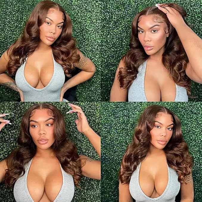 Brown Bundles Human Hair Color 4 Body Wave Bundles 26 28 30 Inch Niegmeag Virgin Soft and Silky Remy Hair Extensions Double Weft Chocolate Brown Body Wave Bundle Hair Weave 150g