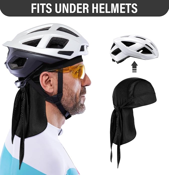 MELASA Do Rag Skull Cap Helmet Liner, Cooling Mesh Bandana Cap, Sweat Dew Rags Head Cover for Men Cycling Motorcycle Running