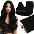 Full Shine Injection Tape in Extensions Real Human Hair 22 Inch Color 1B Black Straight Injection Remy Skin Weft Tape in Double Sided Seamless Hair Extension 20Pcs 50Grams Add Length Natural