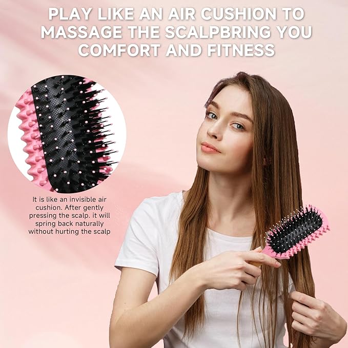 Curl Defining Brush, Curly Hair Brush Products With 3 Pcs Slick Back Hair Brush Set Bristle Brush Edge Control Teasing Comb for women (Beige)