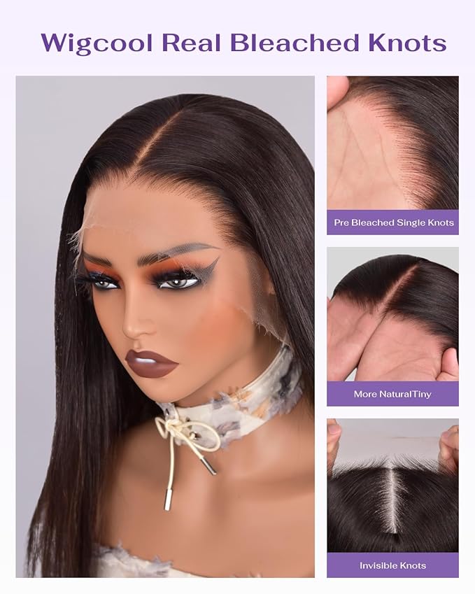 SKINLIKE Real HD Lace Wig 13x6 Full Frontal HD Lace Front Wigs Human Hair Pre Plucked Bleached Knots 180% Density 0.10mm Ultra-thin Invisible Lace Straight Human Hair Wigs For Women 24 Inch