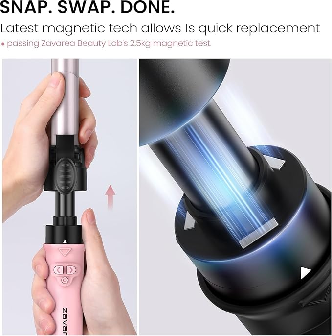 Rotating Curling Iron 3 in 1 Set, Automatic Curling Wand with 3 Interchangeable Ceramic Barrels(0.75" - 1.25"), Instant Heating Hair Culer with 5 Adjustable Temp, Include Heat Resistant Glove & Clips