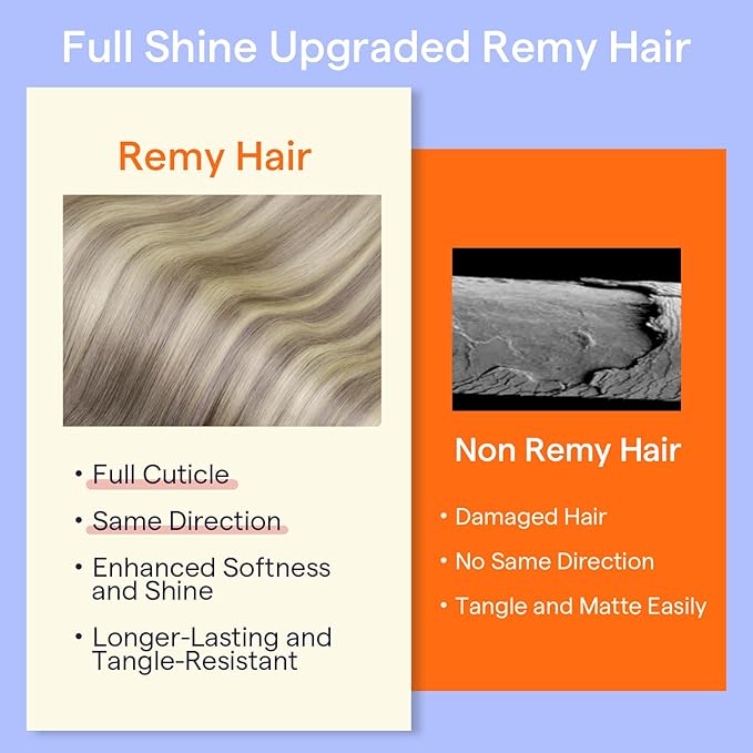 Full Shine Hair Clip in Ombre Grey Human Hair Extensions Full Head Color 19A Fading to 60 Platinum Blonde Highlighted Double Weft Clip ins for Women 18 Inch 7 Pcs 120 G