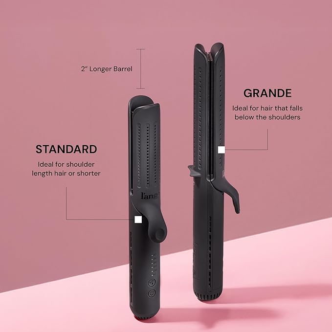 L'ANGE HAIR Le Duo Standard 360° Airflow Styler | 2-in-1 Curling Wand & Titanium Flat Iron Hair Straightener | Professional Hair Curler with Cooling Air Vents | Dual Voltage & Adjustable Temp (Black)