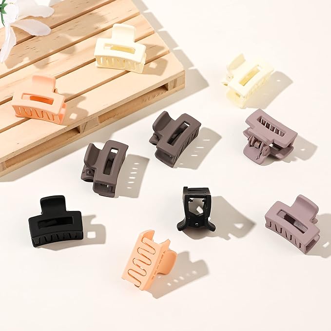 Small Claw Hair Clips for Women Girls - Mini Hair Clips Rectangle Tiny Claw Clips for Thin Hair Strong Hold Cute Jaw Clip Nonslip Hair Styling Accessories with Box