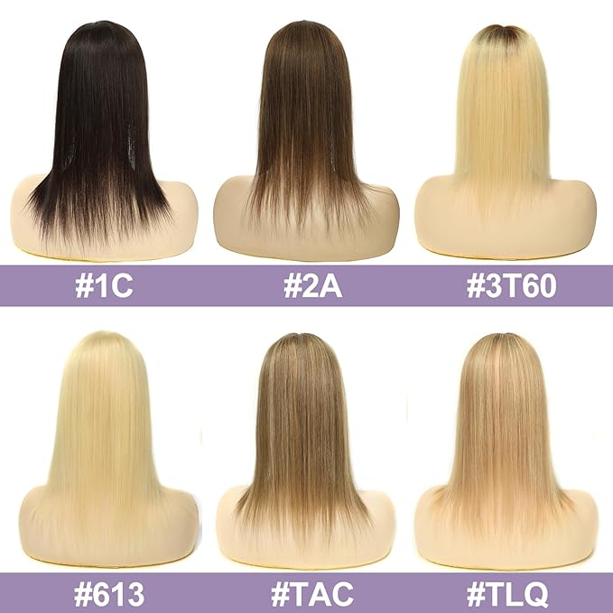 Toppers Hair Pieces for Women #TAC, 3x5 Inch Injected Silk Base 14 Inch Length 130% Density Real Human Hair Toppers
