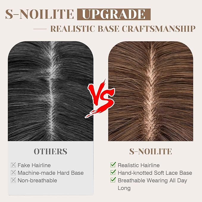 S-noilite Hair Toppers for Women Real Human Hair 3D 360° Cover Clip in 100% Real Human Hair Toppers 3″*4″ Clip in Silk Base 10 inch Dark Brown