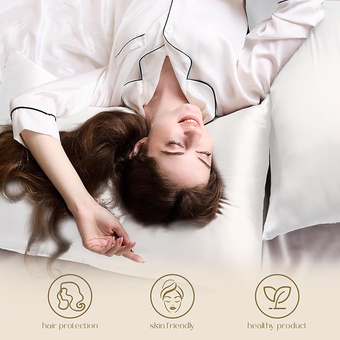 ZIMASILK 100% Pure Mulberry Silk Pillowcase for Hair and Skin Health,Soft and Smooth,Both Sides Premium Grade 6A Silk,600 Thread Count,with Hidden Zipper,1pc (Queen 20''x30'',White)